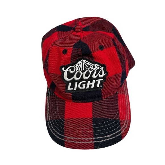 MillerCoors Coors Light Red & Navy Blue Plaid Cap - Picture 2 of 5